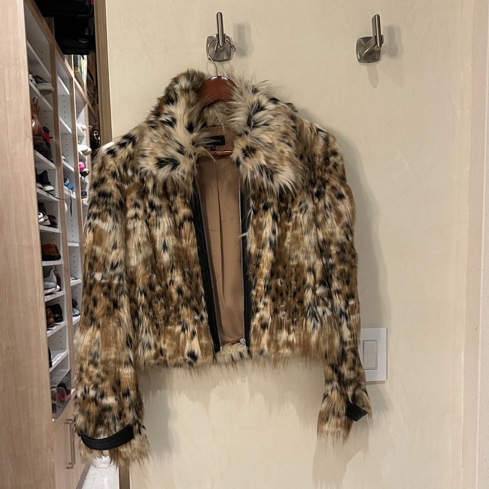 MAJORELLE Animal Print Cropped Jacket